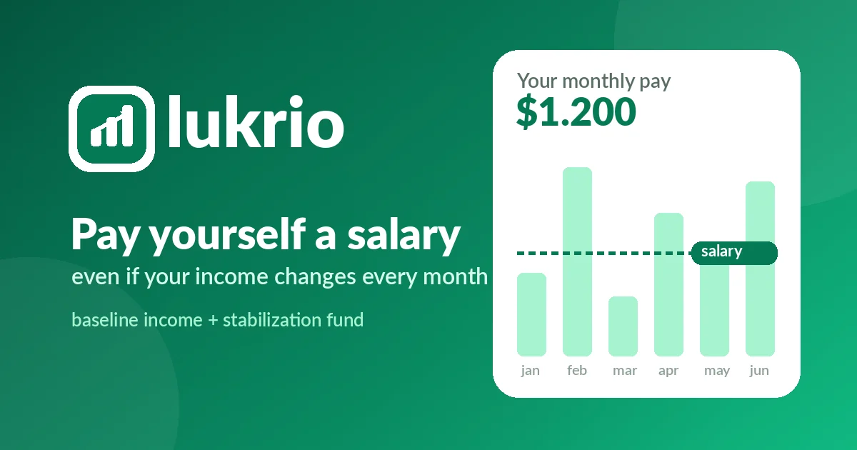 Variable monthly income bars with a steady fixed-salary line across them